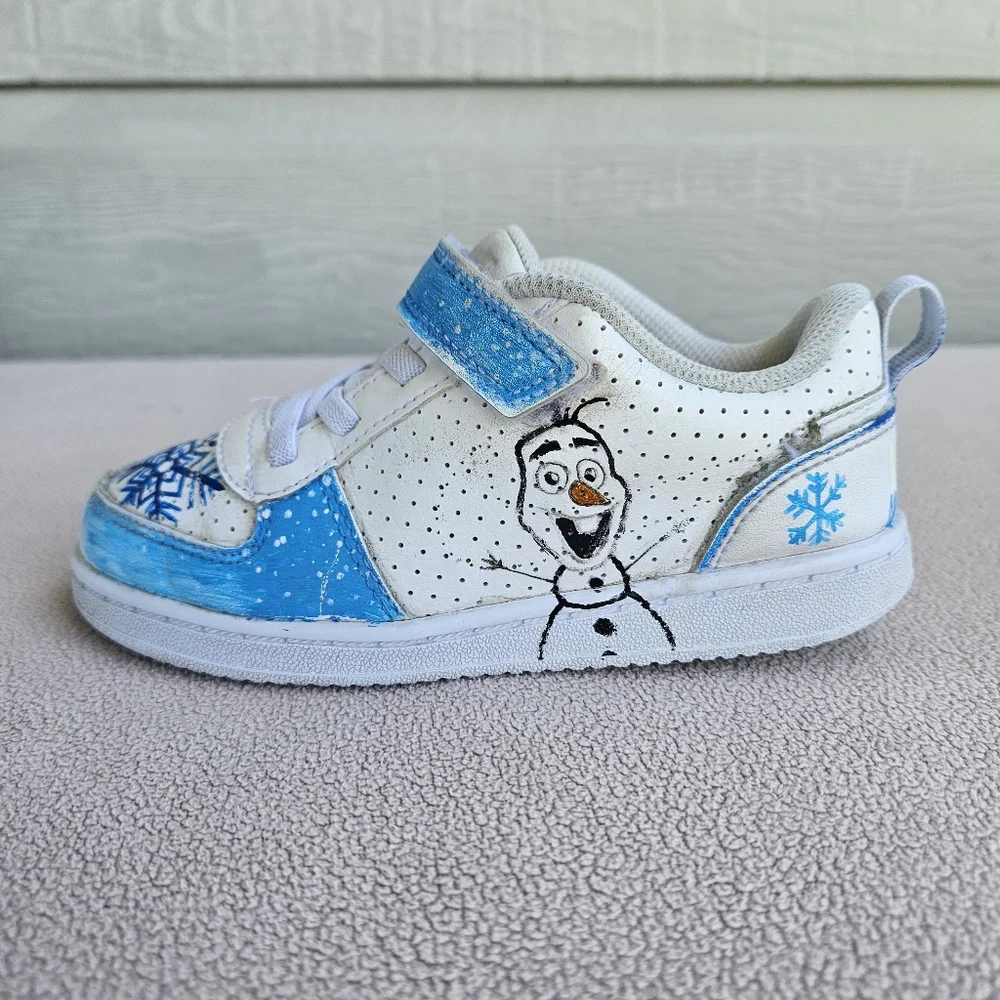 Nike Court Borough Low 2 Toddler Sneaker 10C White Frozen OOAK Olaf AV3172-100